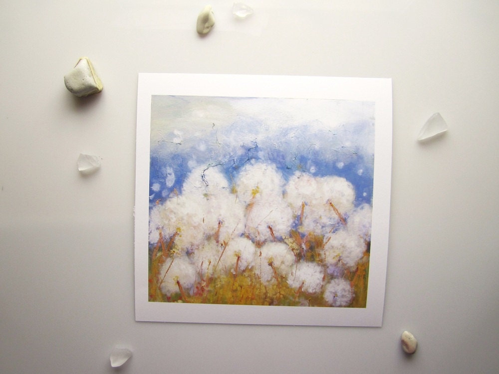 Dandelion Art Painting Print Wish Flower Wall by Michelebuttons