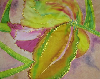 Handpainted Silk Chuppah-Definitive Love Tulips