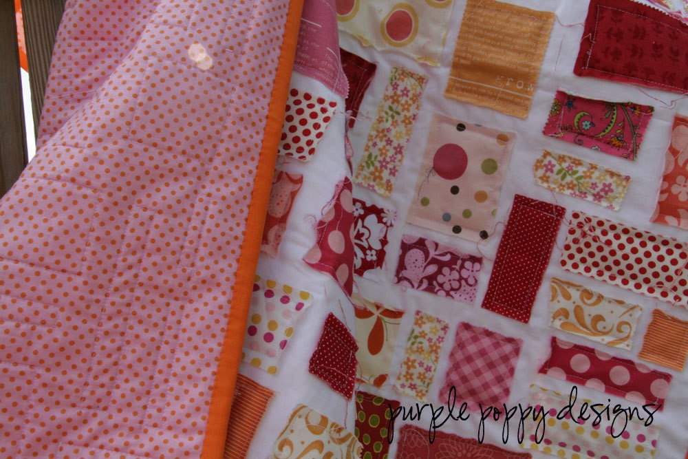 custom scrappy ticker tape baby quilt 30x30