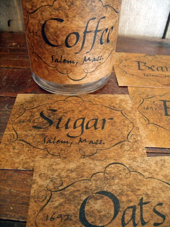 Items similar to Primitive Pantry Labels 2 sets for 10 You Choose ...