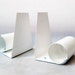 Vintage Mod White Enamel on Metal Scroll Bookends ... Made in England, Pair