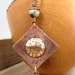 Brass Copper Necklace Mixed Metal Domed Repousse Aqua Terra Gemstone