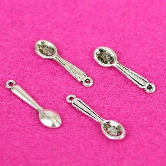 Miniature Silver Spoon Charms Cooking Chef Scrapbook Vintage