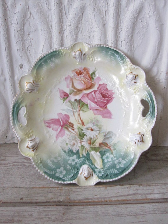 RS Prussia Plate with Pink Roses