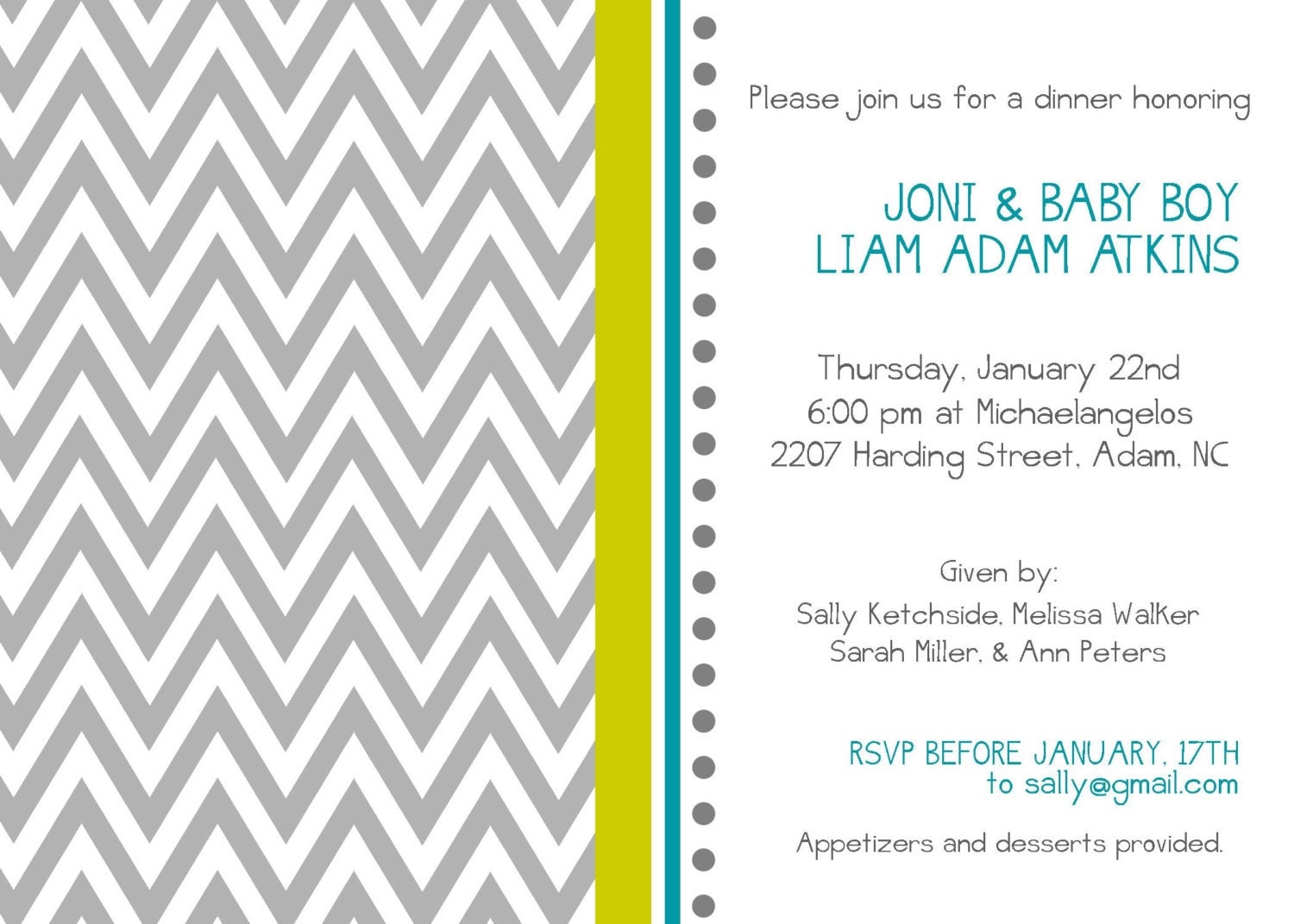 Items similar to Chevron Invitation- CUSTOM to any COLOR scheme ...