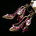 Hot Pink Crystal High Heel Shoe Charm Earrings Steampunk Jewellery Vintage Victorian Bridal Style Screw Back Clip On