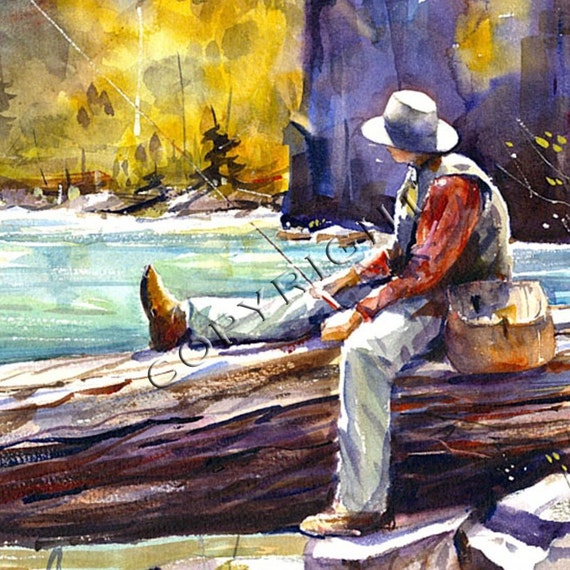 FLY FISHING Watercolor Print