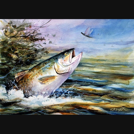 RAINBOW TROUT Watercolor Fish Art Print By Dean Crouser