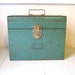 Vintage Metal Box- Industrial Chic Sea Green Rusty Chippy Metal Storage Caddy
