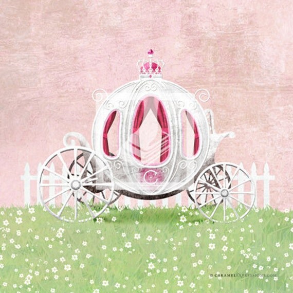 Items similar to Garden Cinderella Princess Carriage Pink Girls 10x10