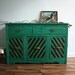 Vintage Art Deco Emerald Green Buffet Dresser Console