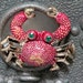 Reserved for Meredith Green Eyed Crab Brooch with Moving Arms