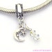 Moon and Star Crystal European Charm Bead