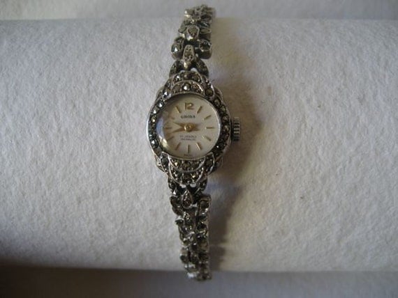 Vintage Giroxa Brand Swiss Made Marcasite Ladies Watch in