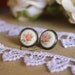 Vintage English pink rose earrings
