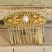 Gold lace and pearls hair comb- Bridal hair comb Victorian shabby chic vintage style with Swarovski elegant pearl.