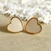 White cream Heart gold stud earring -petit elegant 14k gold coated post earrings