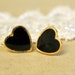 Heart black gold stud post earring -petit elegant 14k gold coated post earrings