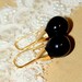 Black and gold Pearls earrings - real Majorica perfect black pearls
