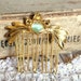 Bridal haircomb - Gold and mint faceted rhinestone hair comb Victorian shabby chic vintage style with Swarovski rhinestone