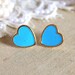 Blue sky Heart gold stud earring -petit elegant 14k gold coated post earrings