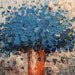 Large blue flower Painting Wall deco Modern art contemporary palette knife art painting by oak