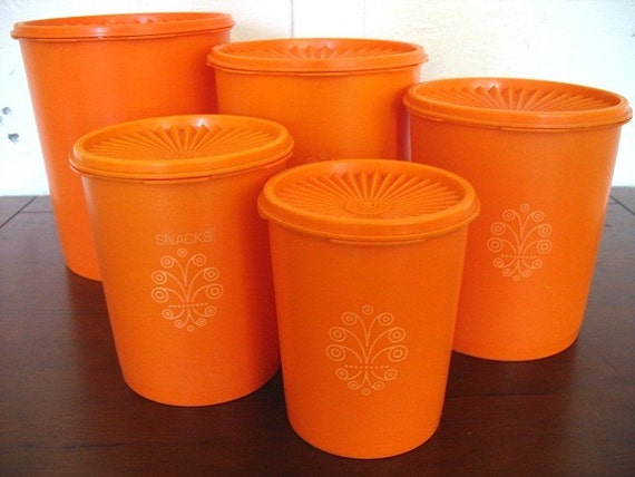 vintage five piece tupperware canister set by ourhousevintage