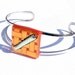 Orange Glass Bracelet, Dichroic Bracelet, Fused Glass Jewelry, Cuff Bangle Bracelet, Retro (Item 20058-B)