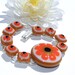 Woodland Bracelet, Fused Glass Jewelry, Flower, Daisy, Orange, Brown, Boho (Item 20009-B)
