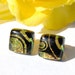 Small Dichroic Studs,Square Earrings, Dichroic Glass Earrings, Fused Glass Jewelry, Small Square, Retro, Mod, Golden Orange (Item 30268-E)