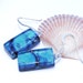 Dichroic Earrings, Ocean, Water, Sea, Fused Glass Jewelry, Rectangle, Sterling Silver Hooks, Marbled Blue, Aquatic (Item 30306-E)