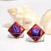 Small Dichroic Stud Earrings, Fused Glass Jewelry, Posts, Layered Squares, Black Cherry, Indigo Blue,1/2" 13mm (Item 30338-E)