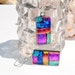 Dichroic Earrings, Fused Glass Jewelry, Rectangle, High Fashion, Colorful, Bright, Bold, Abstract, Mosaic (Item 30383-E)