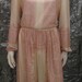RESERVED SALE Vintage 70's Sheer Metallic Print Ruffle Neck Secretary Dress XL