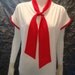 Vintage White w/ Red Trim Front Neck Tie 70's Top M/L