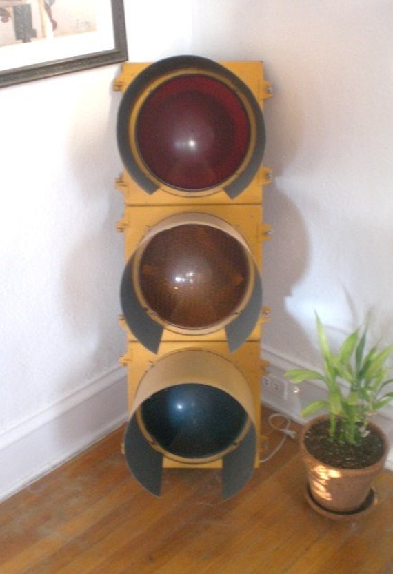 Vintage Traffic Light Signal 1950's Metal Red Yellow Green