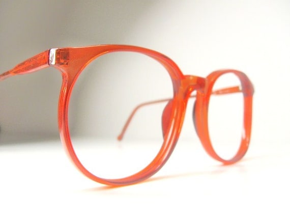 Items similar to Retro Translucent Red Big Round Funky Eyeglasses Frame ...