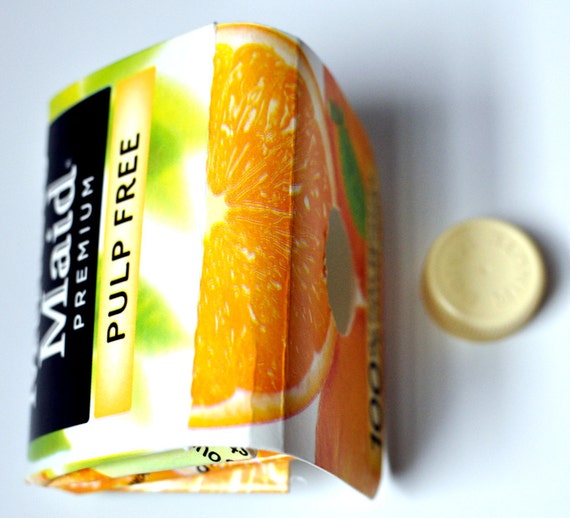 Recycled Wallet Made from Orange Juice Carton by mistleandtoe