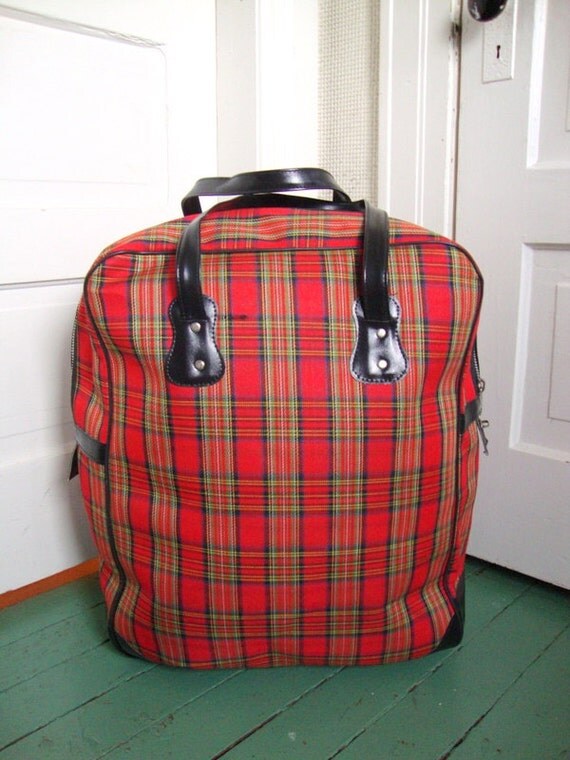 plaid luggage