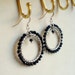 Black Onyx Earrings Silver Hoop Jewelry Gemstone Jewellery Natural Unique Gift Ideas for Her Wire Wrapped Beaded