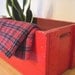Vintage farmhouse red wood box .........storage