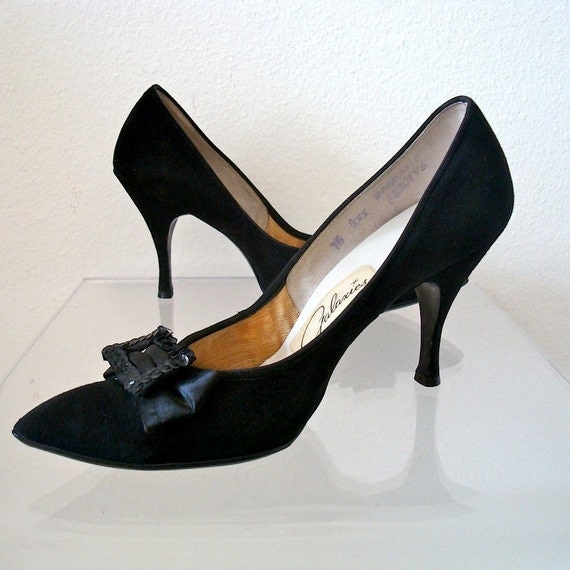 1950s High Heels Black Suede Stilettos Pump It Up