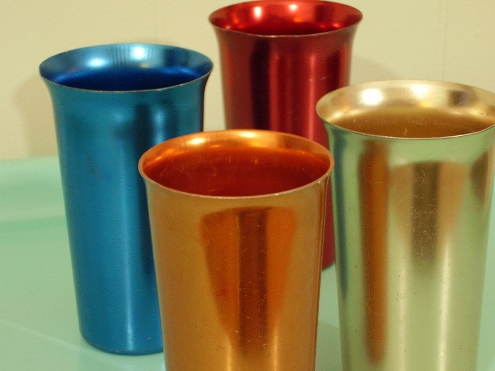 four aluminum Aluminum Etsy Tumblers of  Vintage kikisthisandthat cups Set by retro on