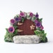 Polymer clay miniature fairy gate door with purple roses for quarter scale dollhouse