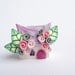 Polymer clay fairy cottage home miniature in lilac and pink colours wedding favour, cake topper...