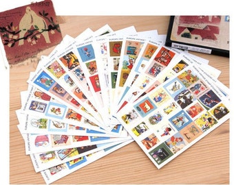16 Sheets Korea Vintage Stamp Stickers Paper Deco Sticker --Pigeons