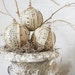 Rustic Rag Ball Ornaments - Vintage Sheet Music Ornies - Set of Six