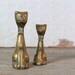 Vintage Brass Felines Dressed in Bow Tie Set of Two