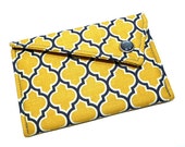 Business Card Holder - Yellow and Grey Lattice