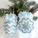 Quilted Ornament Set - Ice Blue and White Snowflakes (Ready To Ship SALE - Last Set)